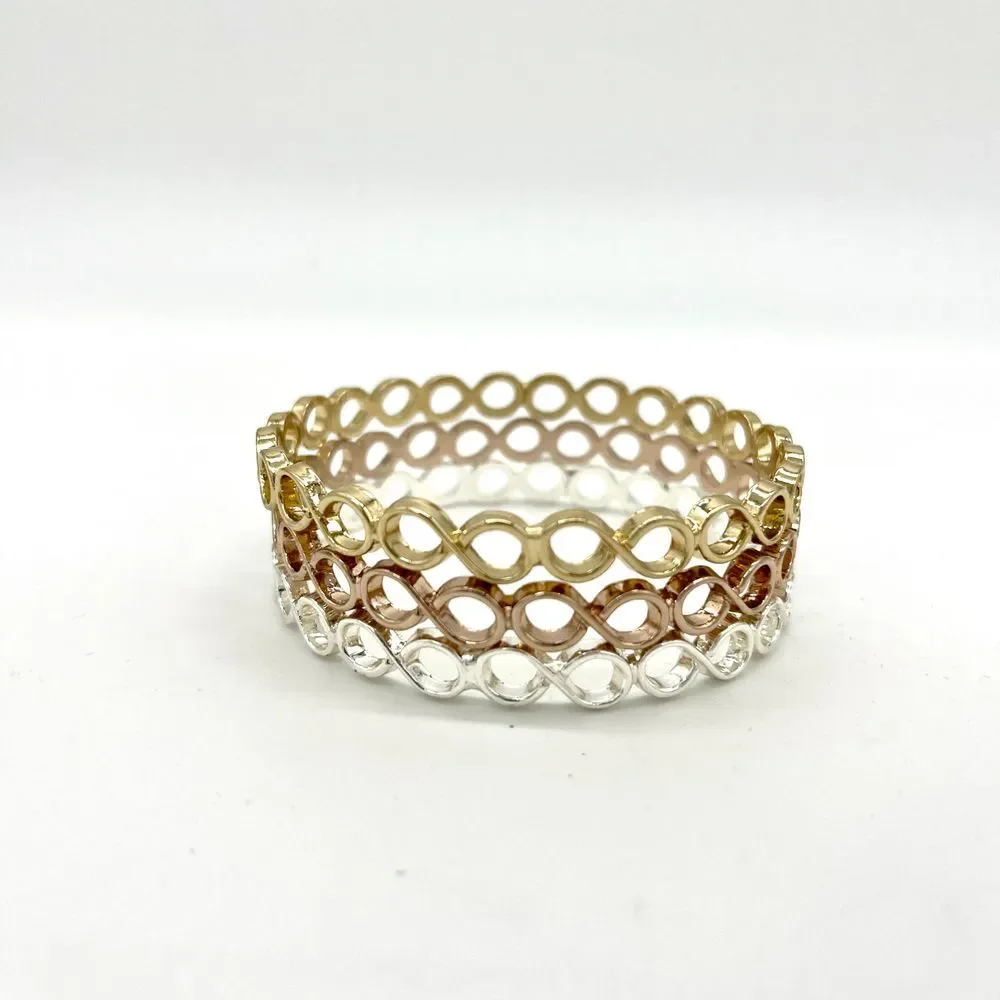 Bangle Bracelet Set Gold Silver Rose Gold Tone Stackable‎ Fashion Jewelry